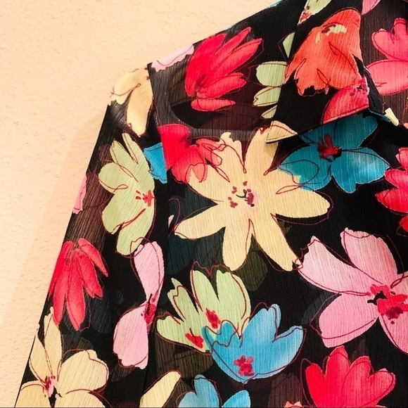 NOTATIONS Y2K sheer Flower button down blouse collars boho women’s size S - Picture 3 of 9